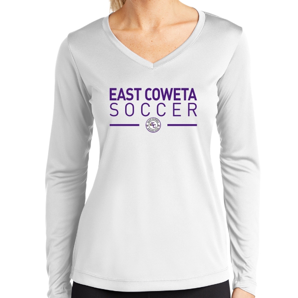 East Coweta High School Women's Long Sleeve Performance Shirt - White ECHS-LST350LSWHT