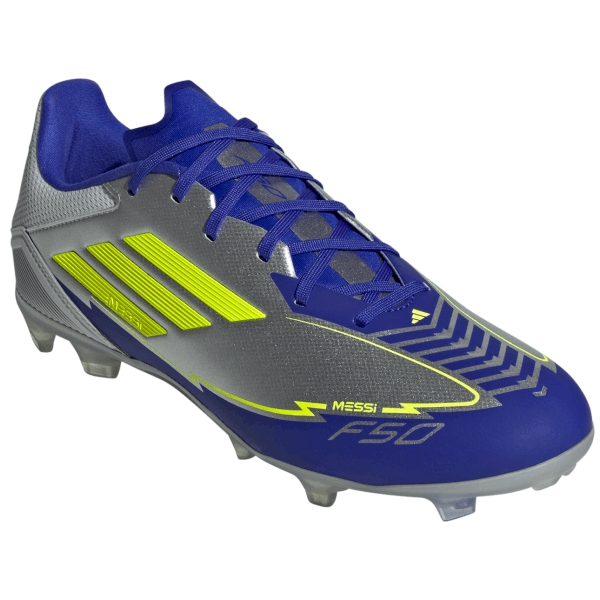 adidas F50 League Messi FG/MG - Silver Metallic/Solar Yellow/Lucid Blue IH0918