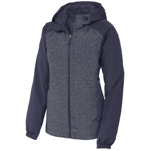 Sport Tek Women's Hooded Wind Breaker Jacket - Navy LST40