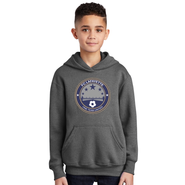 FC Lafayette Youth Hooded Logo Sweatshirt - Graphite Heather FCL-PC90YHGH