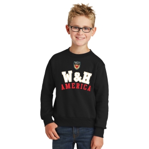 W&H America Youth Core Fleece Crewneck Sweatshirt - Black WHA-PC90YBK