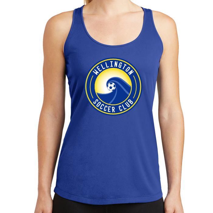 Wellington Soccer Club Women's Racerback Logo Tank Top - Blue WWSC-L-LST356