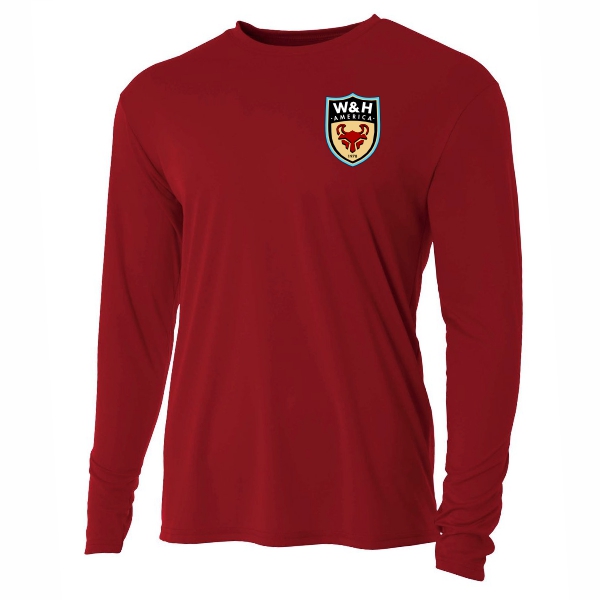 W&H America A4 Youth Cooling Long Sleeve Performance Training Jersey - Cardinal WHA-NB3165